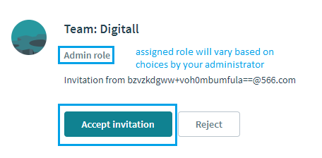 Accept Invitation shows team and role