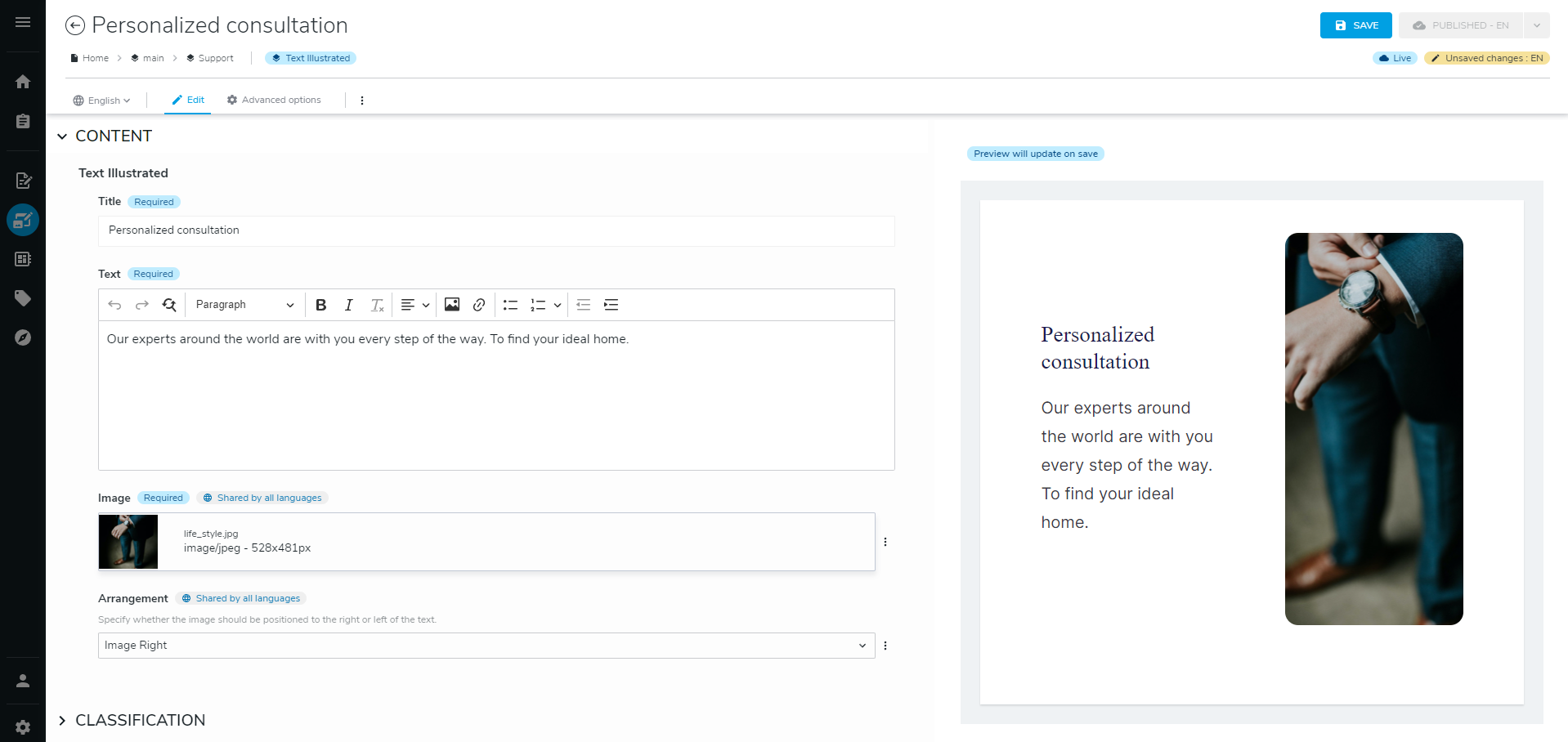 Editing form organization