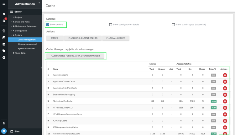 Show how to manage cache